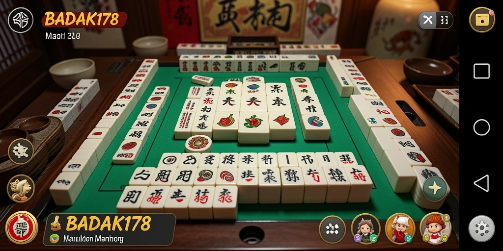 Screenshot utama BADAK178 menampilkan gameplay Mahjong yang mendebarkan.