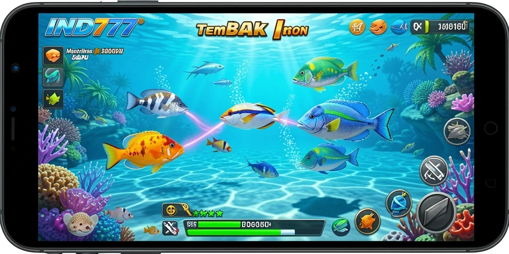 Screenshot gameplay menampilkan aksi menembak ikan yang seru.