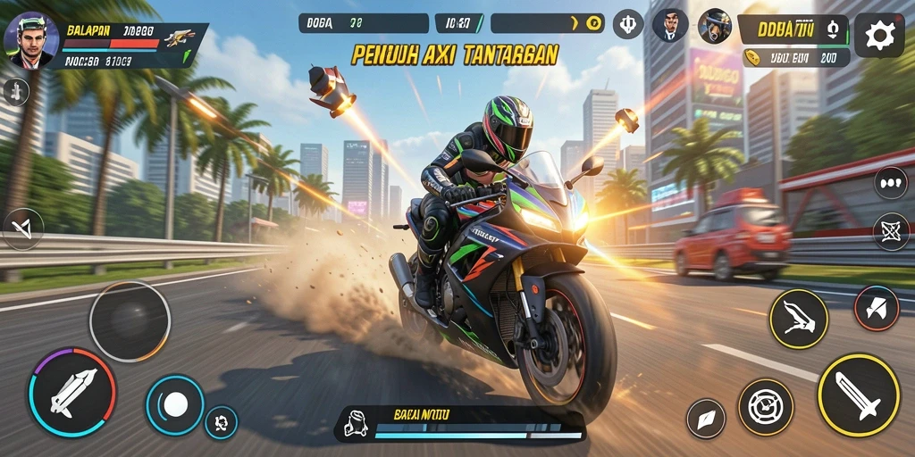 Gameplay seru ODDIGO dengan balapan motor yang mendebarkan.