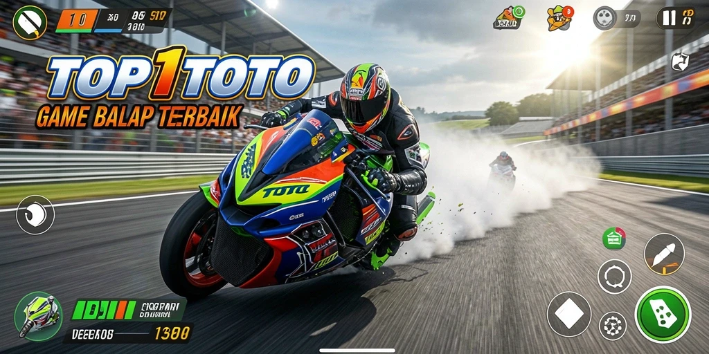 Tangkapan layar gameplay TOP1TOTO yang menampilkan balapan mendebarkan.