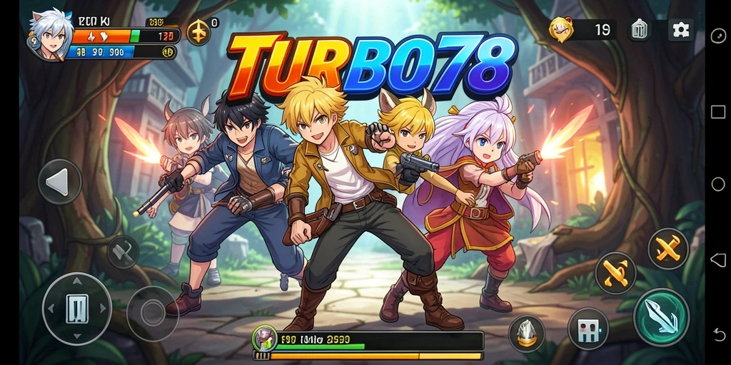Gameplay seru TURBO78 dengan karakter anime ikonik.
